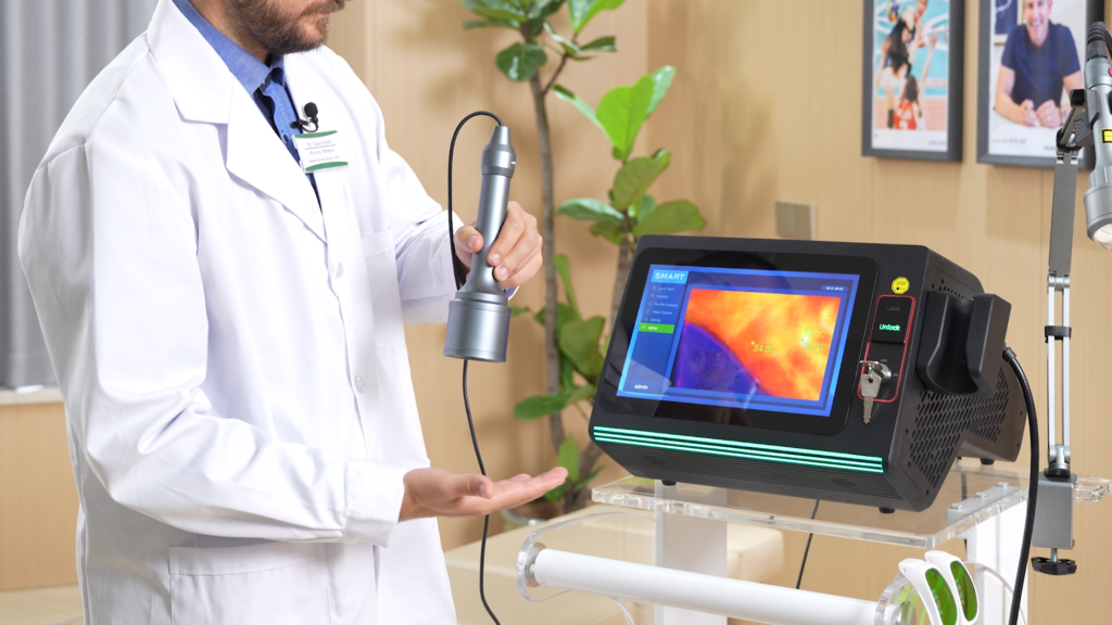 The thermal imaging function of the Smart Ice Laser Therapy Machine is displayed